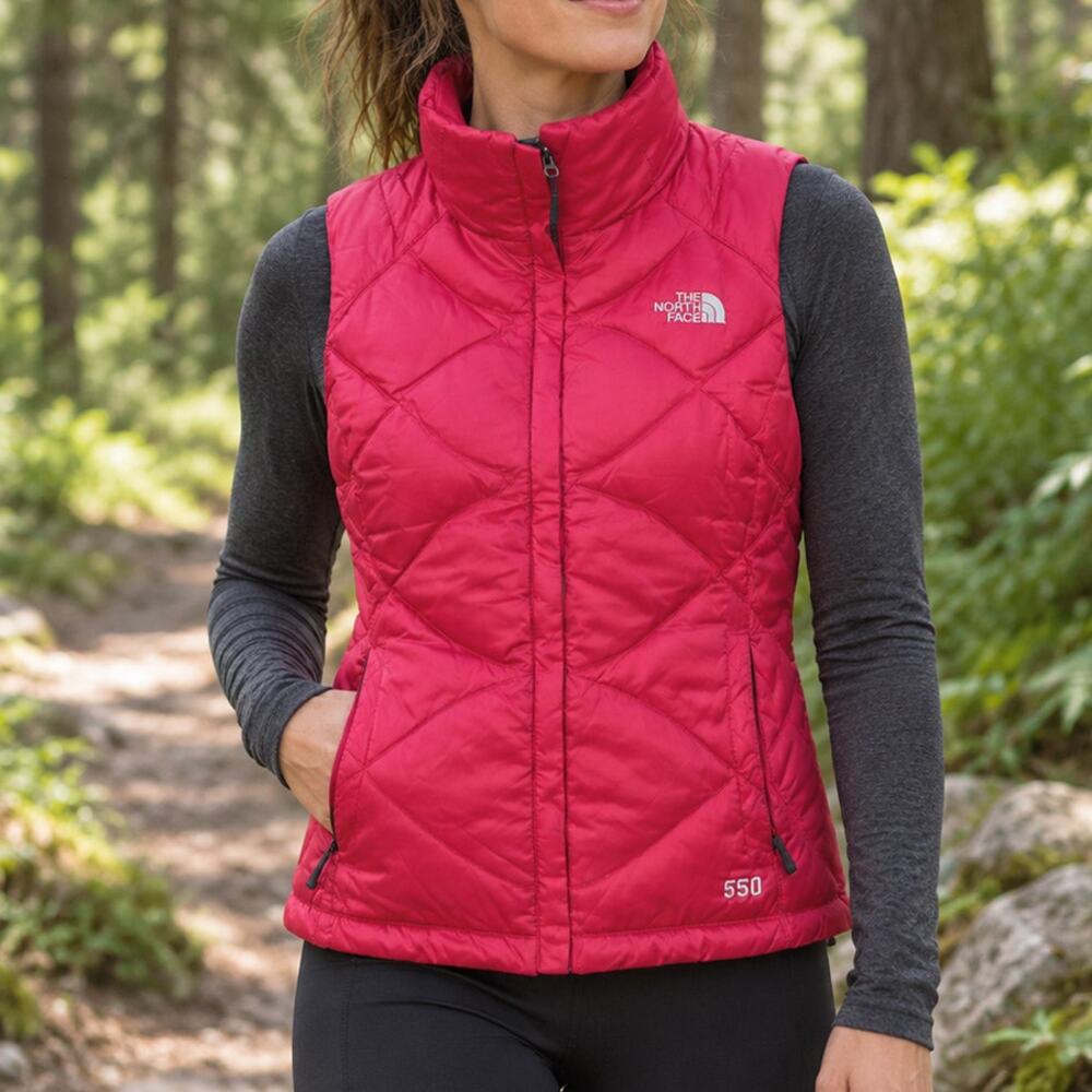 The North Face 550 Red Goose Down Puffer Vest Size XS